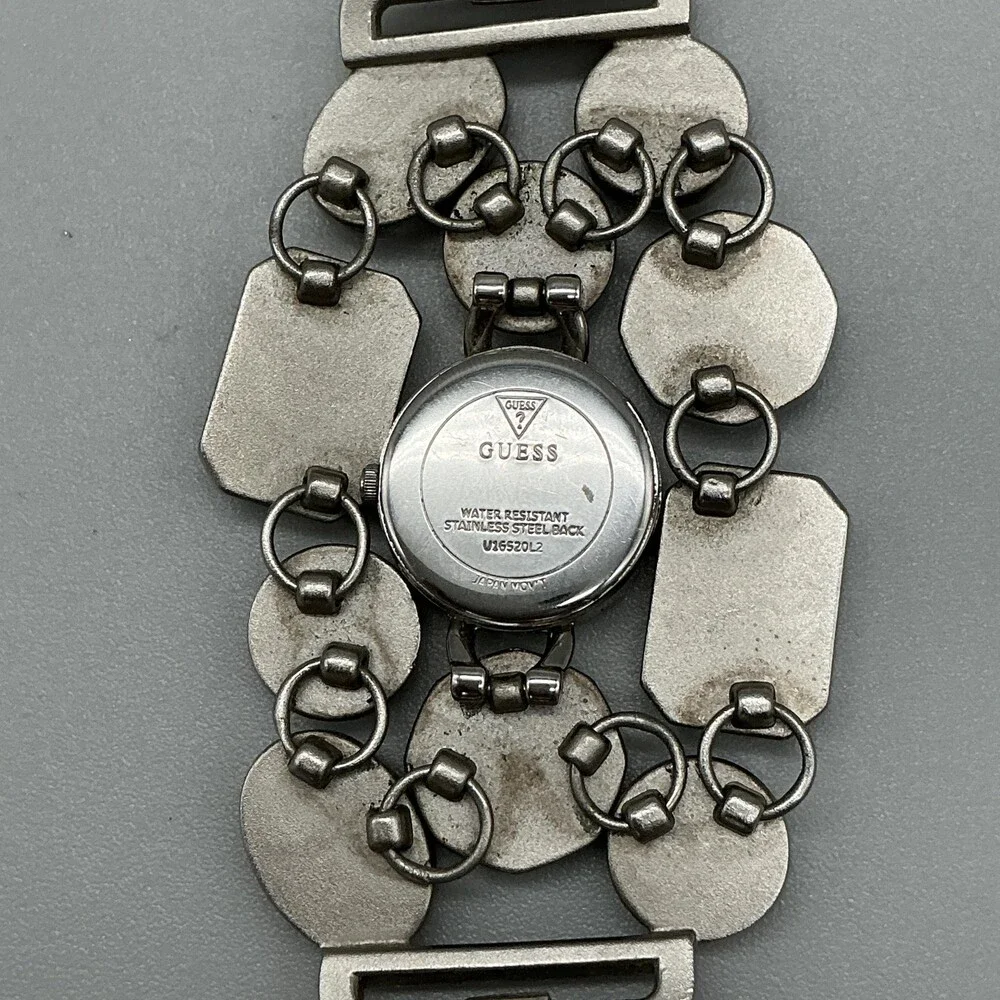 Guess Womens Watch 20mm Silver Tone Jeweled Bracelet New Battery 6.75